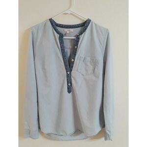 J Crew Womens Spring Denim Long Sleeve Work Blouse Top